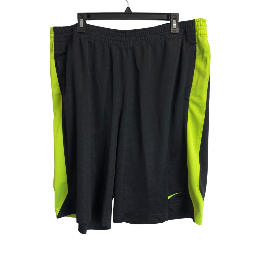 Nike Mens XL Basketball Shorts Black Neon Lime Green Athletic Training Pockets